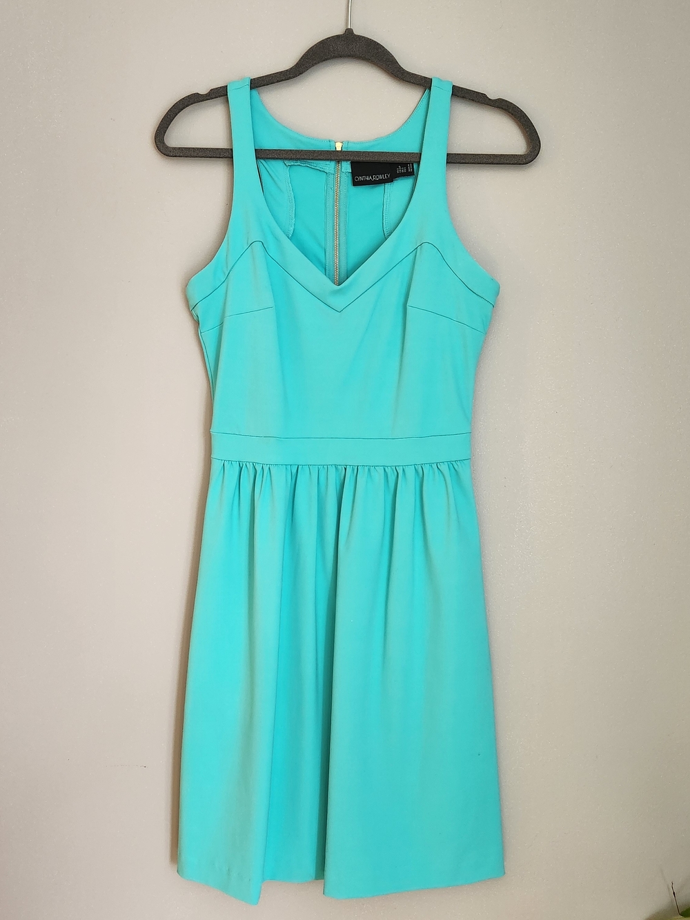 Cynthia Rowley Turquoise V-Neck Sleeveless Midi Dress With Pockets